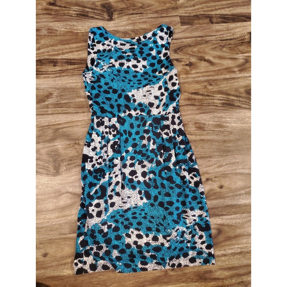 Banana Republic Women's XS X-Small Dress Cowl Neck Animal Print Blue Black - Picture 6 of 7